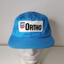 VTG Chevron Ortho Pesticide Logo Patch Snapback Hat Baseball Cap Blue Farm USA