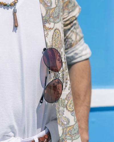 Lunettes de soleil pilotes aviateur en métal noir et or doré Mariano Di Vaio - Photo 4 sur 9