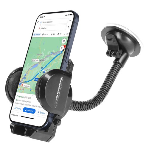 Support Voiture Smartphone Pare-Brise Bras flexible Orientable 360° - Noir