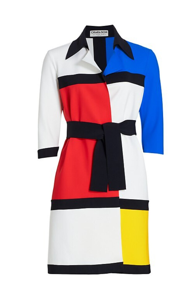 SAINT LAURENT Giacca nuova con etichette Chiara Boni La Petite Robe Marilu Mondrian stampa 8 $995 manca cintura