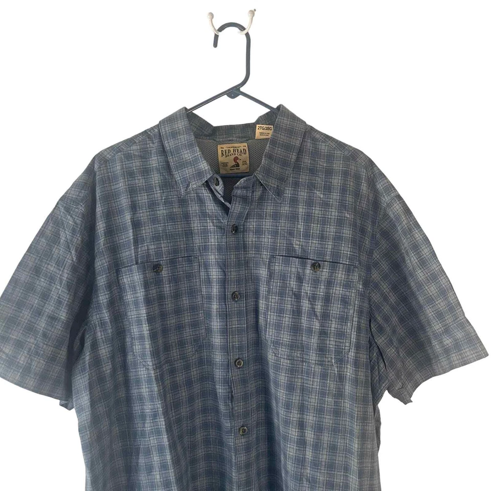 Red Head Brand Co. Men's Size 2XL Blue Plaid Outdoor Short Sleeve Button Up - Image 2 of 4