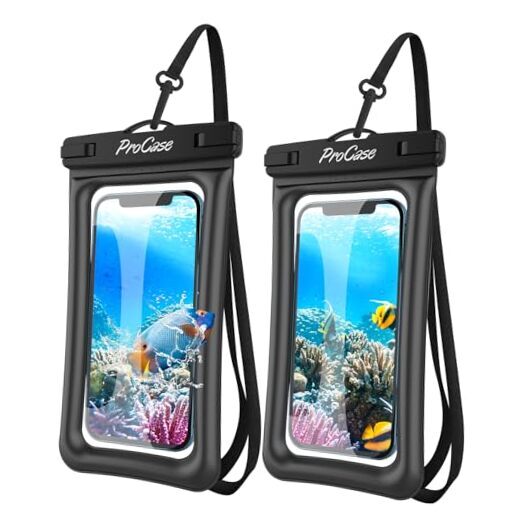 2 Pack Waterproof Phone Pouch for Swimming Up to 7.0 Inch Black Case  