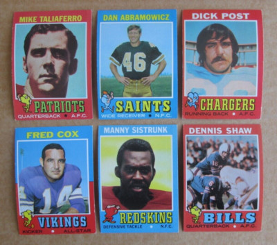 1971 TOPPS FOOTBALL CARD SINGLES COMPLETE YOUR SET U-PICK CHOOSE UPDATED 6/9