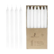 Mega Candles - Unscented 10" Straight Taper Candles - White, Set of 12 CGA096-W