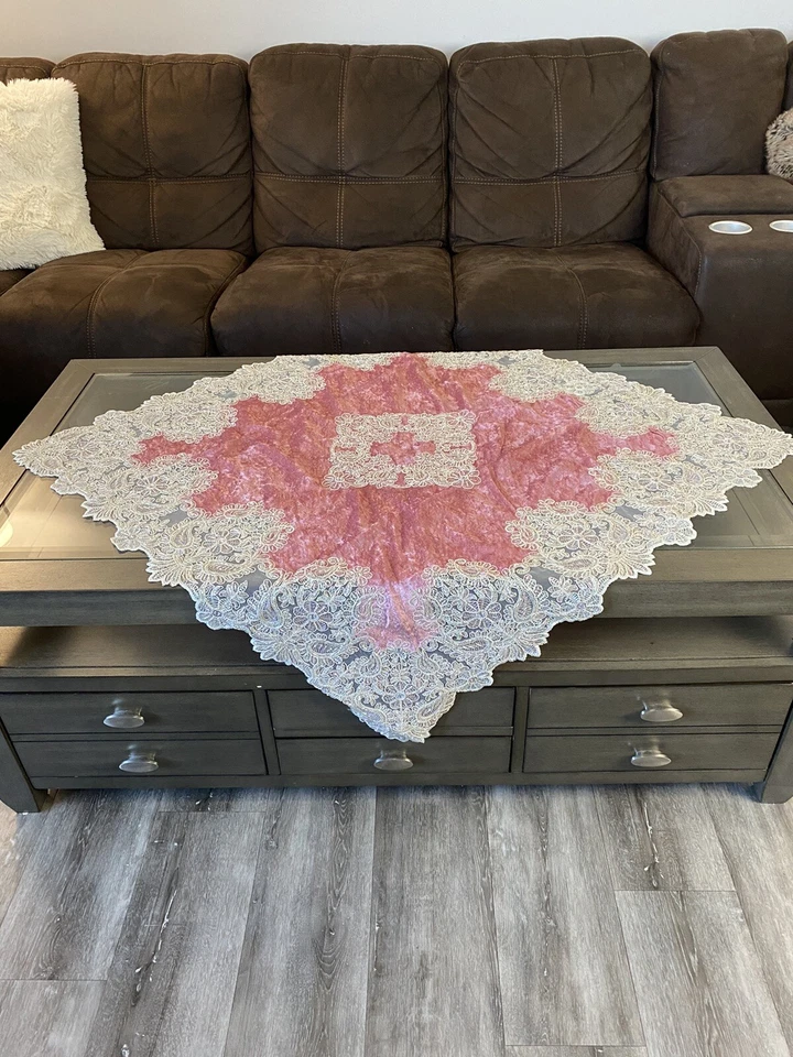 home decor table covers 4 pieces set Velvet Embroidered Tablecloth - Image 2 of 4