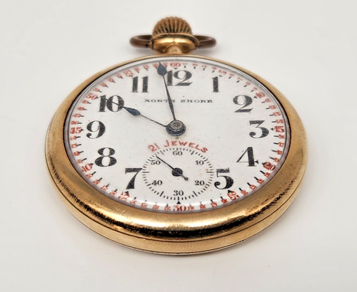 North Shore Swiss A Reymond Pocket Watch 21 Jewels - Needs Service. - Picture 4 of 14