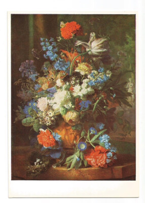 Jan Van Huysum Painting Print Postcard Bunch of Flowers
