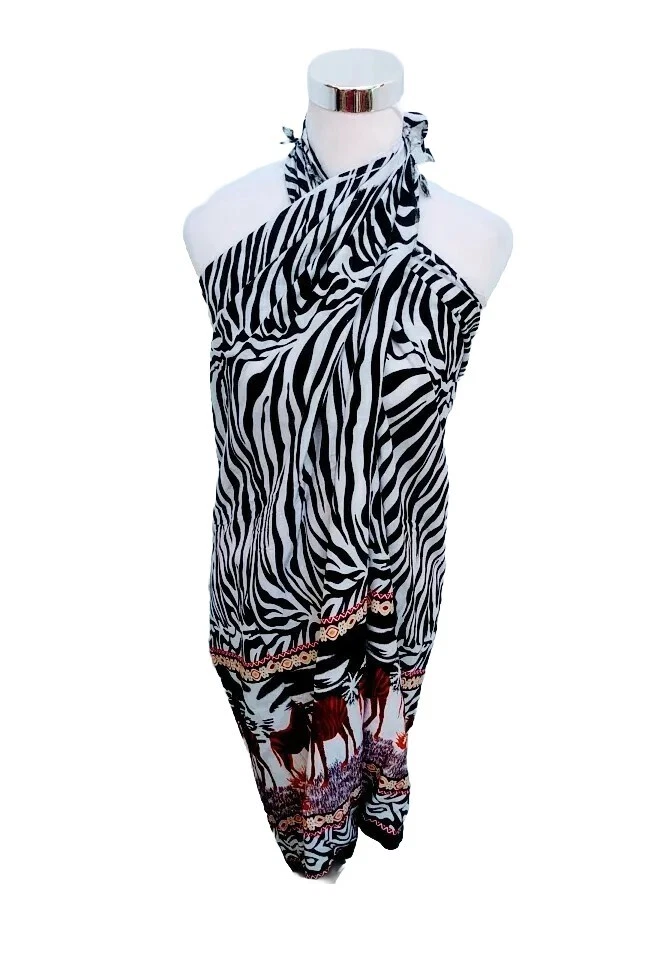 African Beach sarong Kanga Leso 围巾 棉材料 斑马 多款  — 第 3/4 张图片