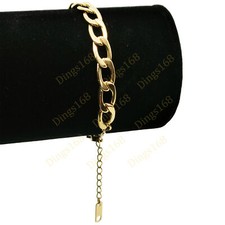 Designer Inspired Real 18K Yellow Gold Filled Wide Curb Link Chain Bracelet E276