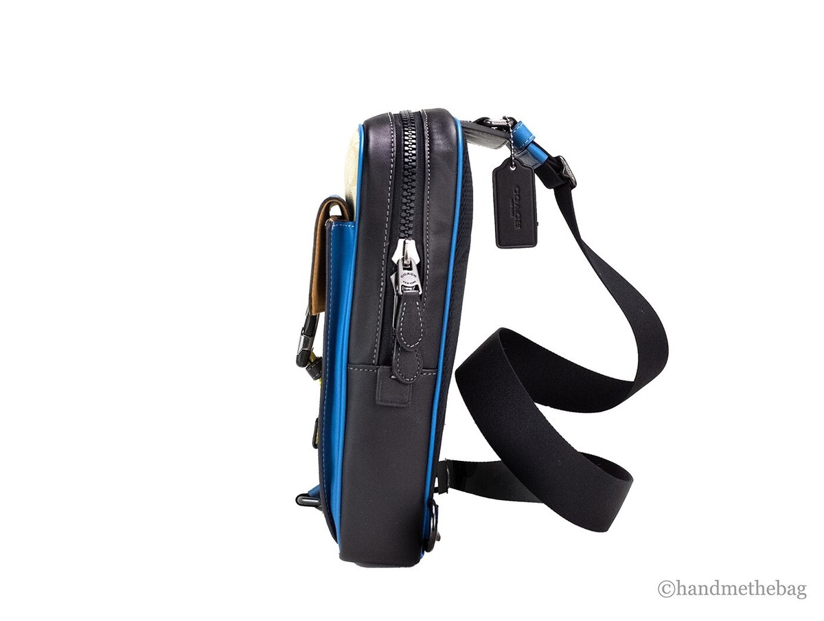 Coach (CH117) Khaki Blue Jay Colorblock Track Pack Shoulder