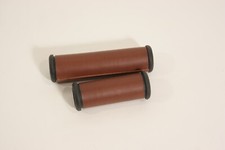 Tuesday Rubber & Leather Grip Shift Grips Long & Short 90/130mm Brown TG1