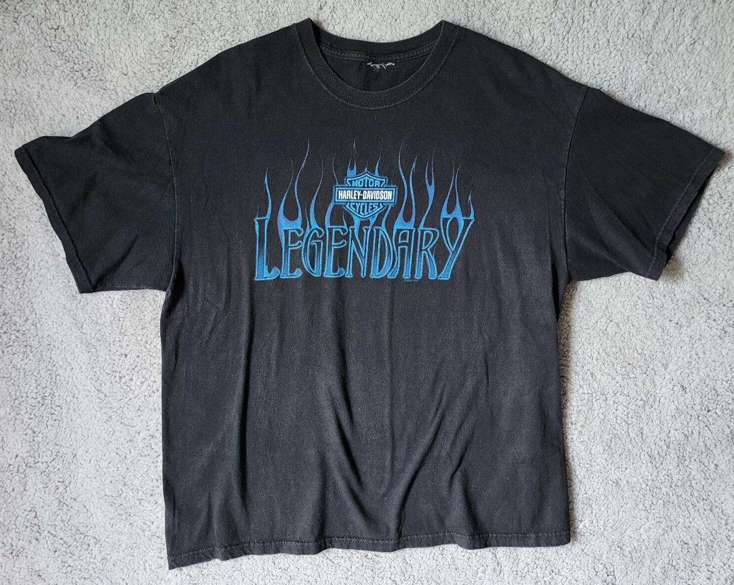 VTG 2005 Harley Davidson Roanoke Rapids NC Blue Flames Graphic T Shirt Size XL image 2