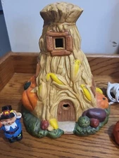 J.S.N.Y. Fine Ceramic Thanksgiving Night Light Set w/ 3PCS Figurines & Box Rare 