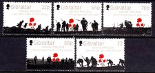 Gibraltar 2016 Battle of Somme Complete Mint MNH Set SC 1553-1557 FV £4.36