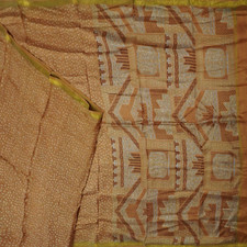 Vintage Brown Sarees 100 Pure Silk Printed Zari Border Sari 6YD Craft Fabric