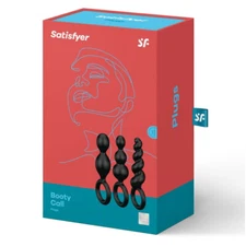 Satisfyer Booty Call Plugs Set of 3 Black - Silicone Beginner Anal Butt Plugs