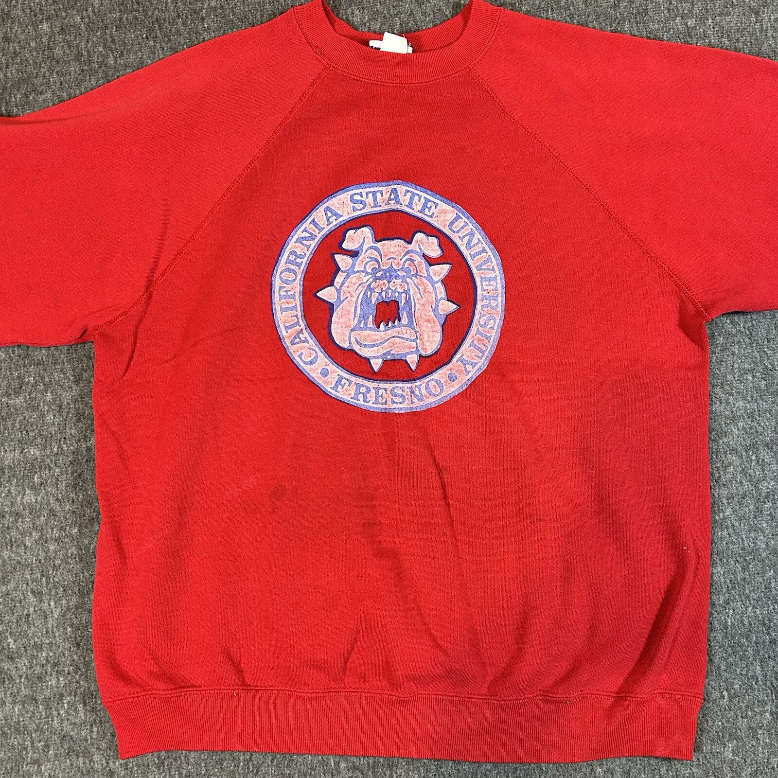 Vintage 90s Fresno State Bulldogs Red Tultex Sweatshirt Size L  