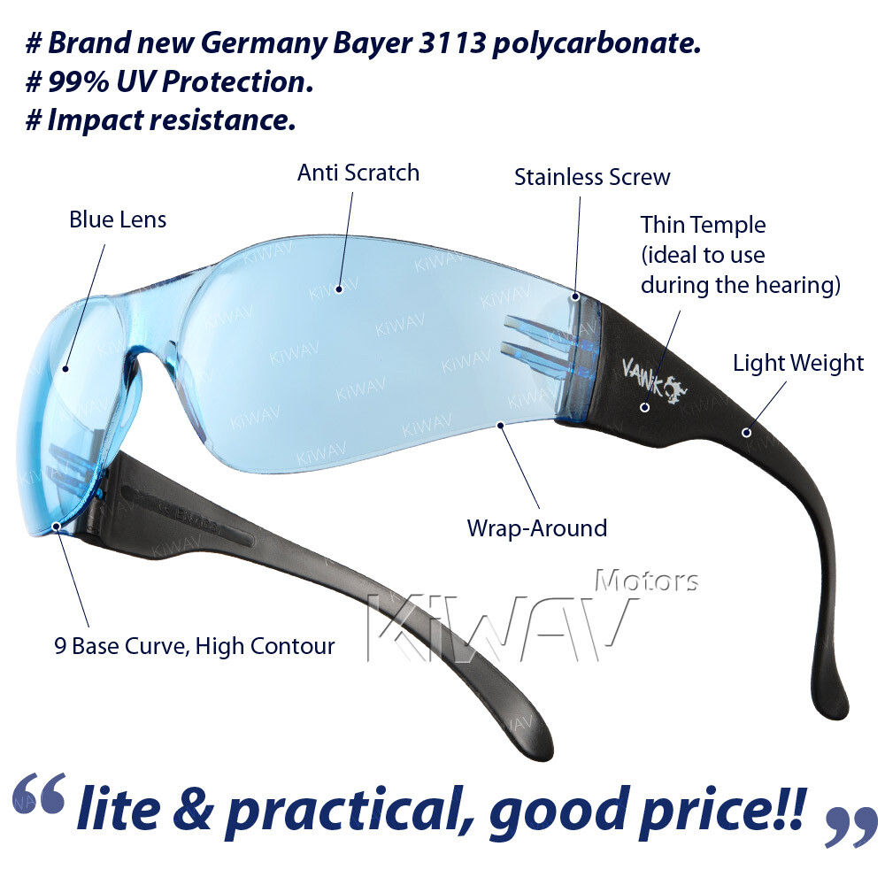 VAWiK VA780 blue Safety Glasses Black AntiScratch for Carpenters 10