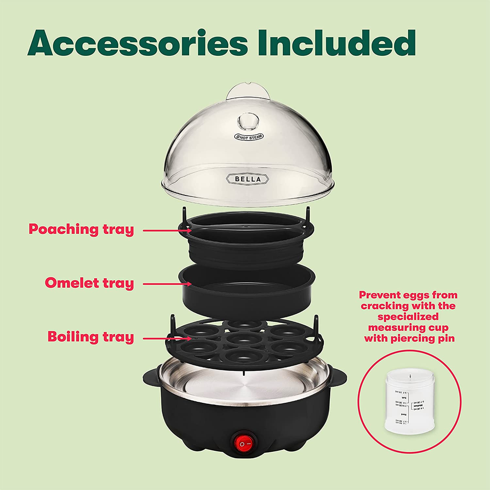 Fast 7-Egg Electric Cooker & Poacher in Black  