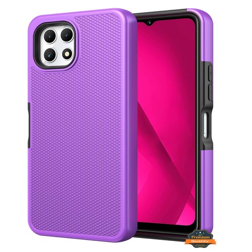 For Revvl 7 5G (T-Mobile) Dual Layer Slim Hybrid with Textured Rugged Case Cover - Picture 4 of 49