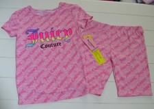 Girls Juicy Couture Super Soft 2 Pc Shirt Shorts Snug Fit Pajamas Set Sz 8