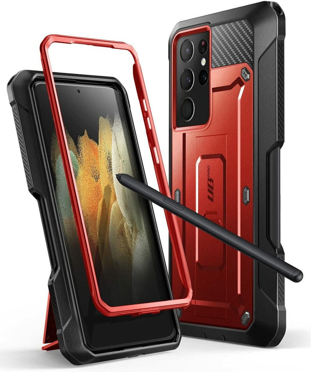 For Galaxy S21 Ultra 5G, SUPCASE Rugged Shell Stand Case S Pen Slot Holder  Cover