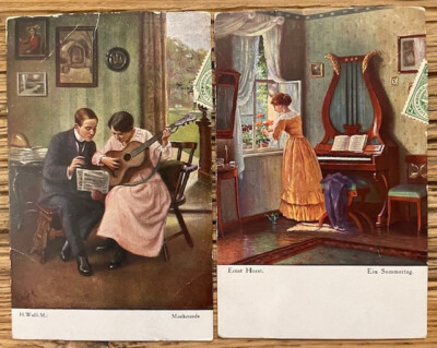 KONVOLUT 2 POSTKARTEN Illustratoren Künstler Künstler Ernst HORST + Künstler H. WOLFF