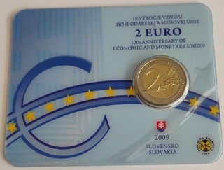 Slowakei 2 Euro Coincard 2009 10 Jahre Euro Währungsunion WWU Auflage nur 7000