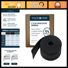Elastic Upholstery Webbing for Chairs  Furniture Repair, 3" x 60' Roll
