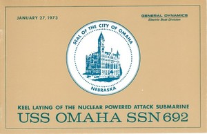 USS Omaha SSN 692 Keel Laying Ceremony Program 1973