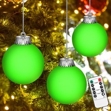 3 Pcs Outdoor LED Ornaments, Large Light Up Christmas Ball Pack of 3 Green