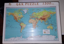 Q K Wood Jigsaw of World Map 1500 pieces New in Shrinkwrap