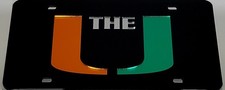 Miami Hurricanes The U Mirror License Plate Laser Cut Inlaid Acrylic Auto Tag