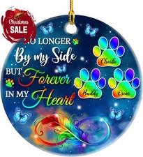 Personalized Dog Memorial Ornament No Longer by My Side But Forever in My Hea...