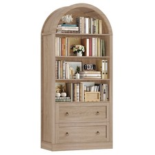 Arched Bookcase with Drawers Arch Display Cabinet Tall Bookshelf 79.5x36x177cm