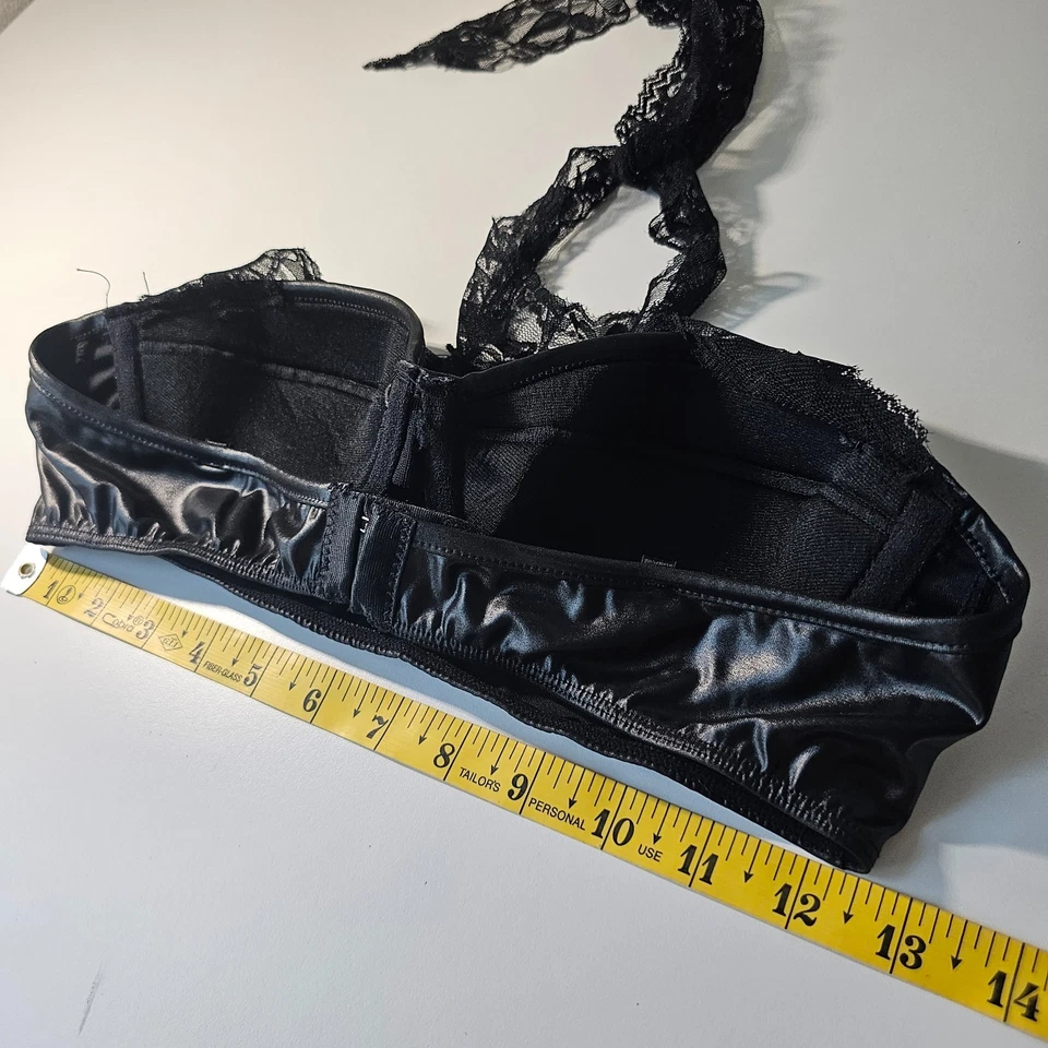 Top bustier halter de encaje de imitación de cuero negro sin marca S/M gótico sexy festival Foto 3 de 4