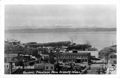 Everett Washington Olympic Mountains autos Ellis RPPC Postcard 25-11231