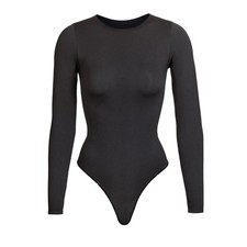 SKIMS Essential Bodysuits Crewneck Long Sleeve Bodysuit Onyx L/XL