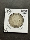 1898 P Barber Silver Quarter Nice VG Very Good U.S. 25c Type Coin (Raw18266)