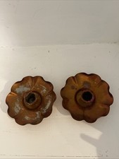 Vintage Signed Manzoni Copper Gold Wash Patina Plate-Arts & Crafts Candlesticks