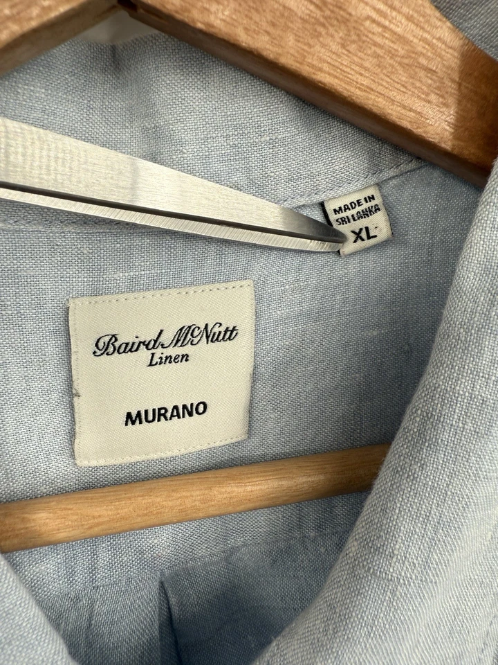 Baird McNutt Murano Shirt Men’s XL Button Up Blue Short Sleeve 100% Linen - Image 4 of 4
