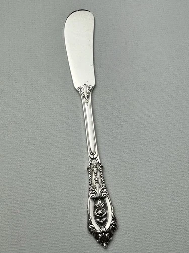 Wallace Rose Point Sterling Silver Butter Spreader 5.5” Flat Handle Knife