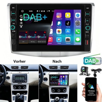 DAB+ 4+64G Android 15 Autoradio Carplay GPS Navi Für VW Passat B6 B7 CC Magotan