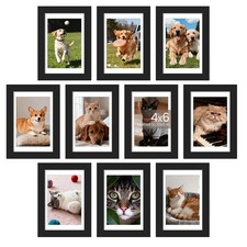 4x6 Picture Frame Set of 10, Display Pictures 3.5x5 with Mat or 4x6 Without, ...
