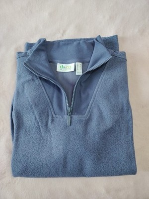 Denim & Co. Velour Shirt Indigo Blue Sky Long Sleeve Soft Cozy Zipper Medium QVC