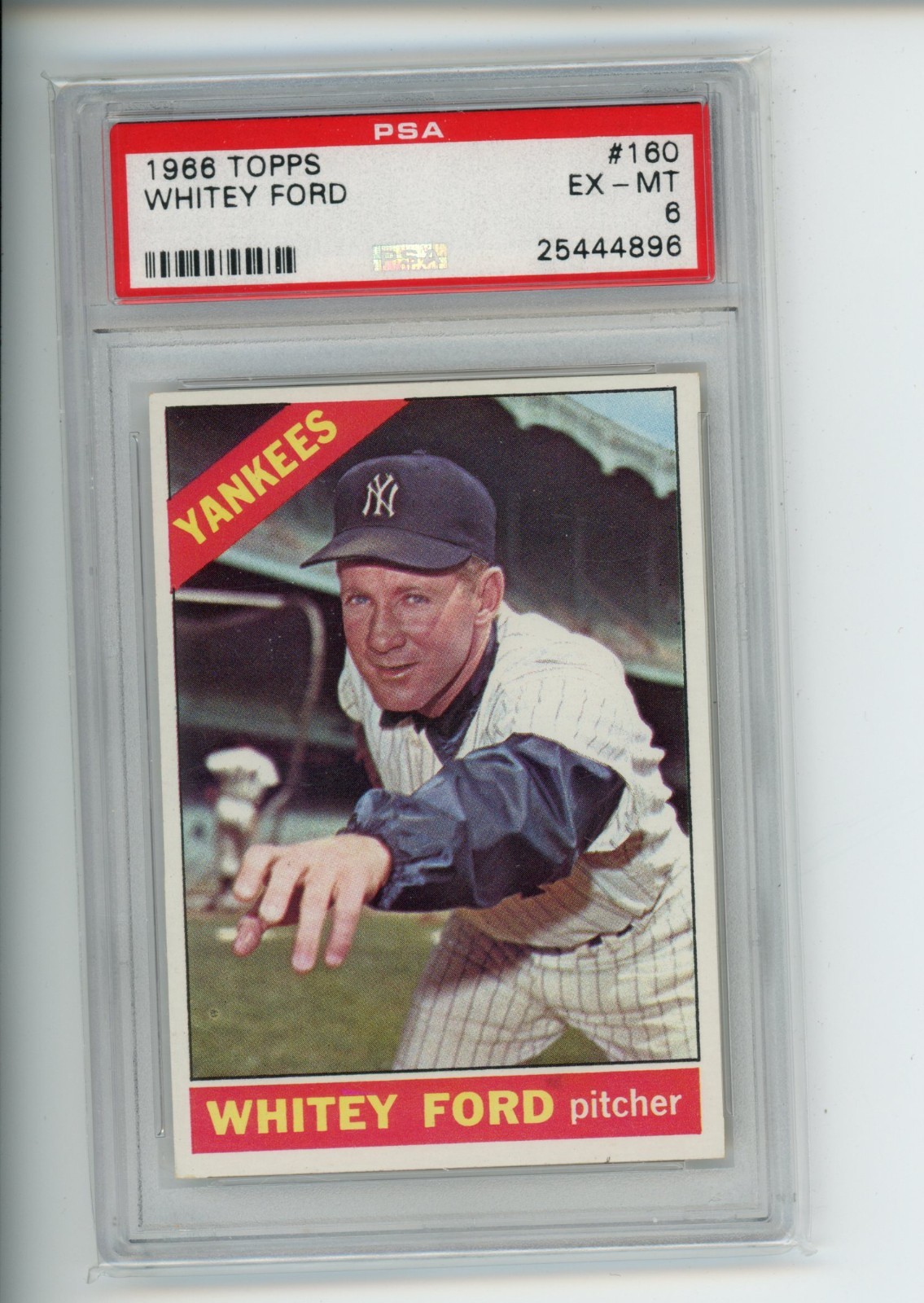 1966 Topps Whitey Ford #160 New York Yankees PSA 6 EX-MT