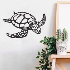NEW Black Color Metal Sea Turtle Beach Theme Wall Art Decoration Ocean 11.8"x11"