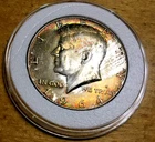 1964 Kennedy Half Dollar 90% Silver Brilliant Uncirculated Coin Amazing Toning!!