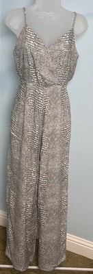 Khush XS Jumpsuit gray flowy Pockets animal print womens Snakeskin