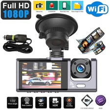 3 Lens Car Dash Cam HD 1080P Front/Rear/Inside Video Recorder Camera G-sensor